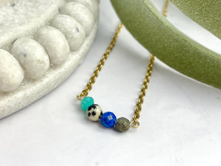 Friendship Gemstone Necklace: Amazonite, Jasper, Lapis, Pyrite