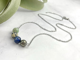 Friendship Gemstone Necklace: Amazonite, Jasper, Lapis, Pyrite