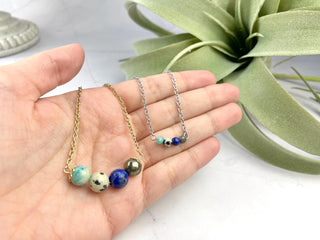 Friendship Gemstone Necklace: Amazonite, Jasper, Lapis, Pyrite