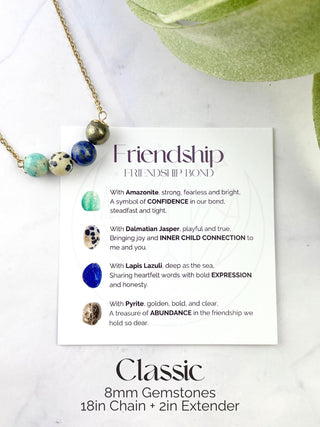 Friendship Gemstone Necklace: Amazonite, Jasper, Lapis, Pyrite