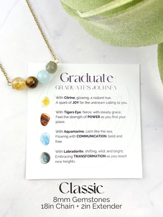 Healing Crystal Graduation Necklace: Citrine, Tiger Eye, Aquamarine