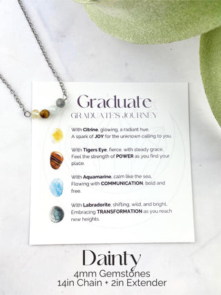 Healing Crystal Graduation Necklace: Citrine, Tiger Eye, Aquamarine