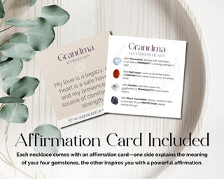 Grandma Necklace - Healing Crystals Necklace - Nana Grandmother Gift w/ Poem and Affirmation Card