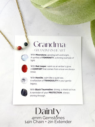 Grandma Necklace - Healing Crystals Necklace - Nana Grandmother Gift w/ Poem and Affirmation Card