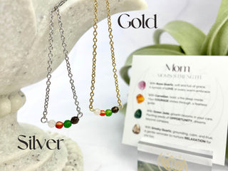 Gemstone Necklace for Mom: Rose Quartz, Carnelian, Jade, Smoky Quartz