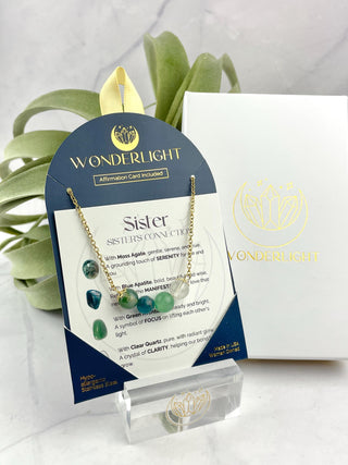 Crystal Sister Necklace - Soul Sister Gift - Sorority Merch - Poem Affirmation Card Incuded