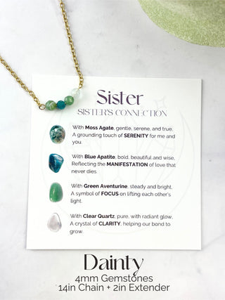 Crystal Sister Necklace - Soul Sister Gift - Sorority Merch - Poem Affirmation Card Incuded