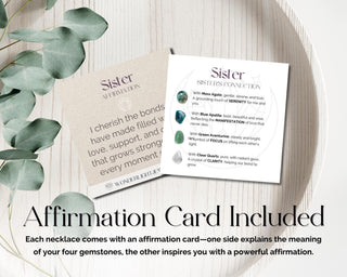 Crystal Sister Necklace - Soul Sister Gift - Sorority Merch - Poem Affirmation Card Incuded