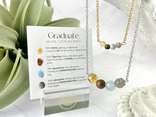Healing Crystal Graduation Necklace: Citrine, Tiger Eye, Aquamarine