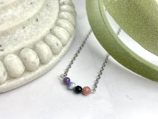 Aunt Gemstone Necklace: Amethyst, Sodalite, Onyx, Rhodonite Healing Crystals