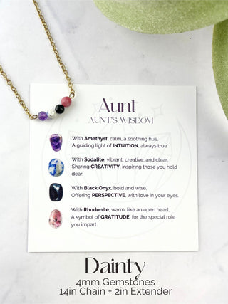 Aunt Gemstone Necklace: Amethyst, Sodalite, Onyx, Rhodonite Healing Crystals
