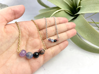 Aunt Gemstone Necklace: Amethyst, Sodalite, Onyx, Rhodonite Healing Crystals
