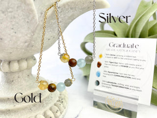 Healing Crystal Graduation Necklace: Citrine, Tiger Eye, Aquamarine