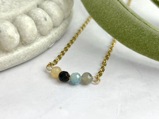 Healing Crystal Graduation Necklace: Citrine, Tiger Eye, Aquamarine