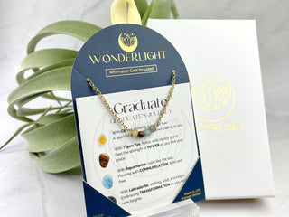 Healing Crystal Graduation Necklace: Citrine, Tiger Eye, Aquamarine
