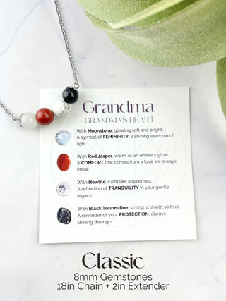 Grandma Necklace - Healing Crystals Necklace - Nana Grandmother Gift w/ Poem and Affirmation Card
