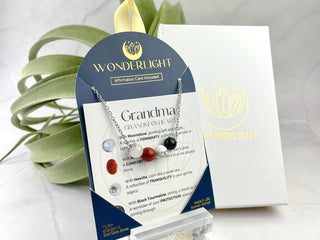 Grandma Necklace - Healing Crystals Necklace - Nana Grandmother Gift w/ Poem and Affirmation Card