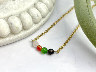 Gemstone Necklace for Mom: Rose Quartz, Carnelian, Jade, Smoky Quartz