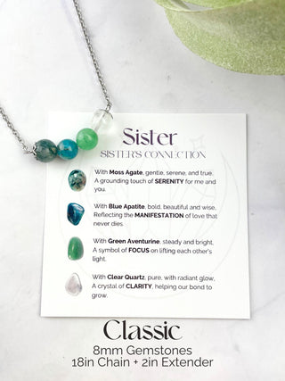 Crystal Sister Necklace - Soul Sister Gift - Sorority Merch - Poem Affirmation Card Incuded