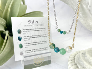 Crystal Sister Necklace - Soul Sister Gift - Sorority Merch - Poem Affirmation Card Incuded