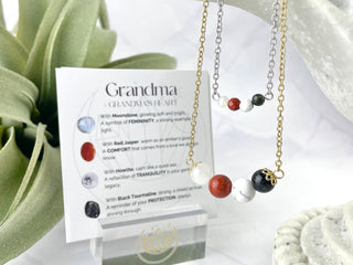 Grandma Necklace - Healing Crystals Necklace - Nana Grandmother Gift w/ Poem and Affirmation Card