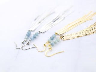 Aquamarine Earrings - Crystal Jewelry - Waterfall Earrings - Mindfulness Gift