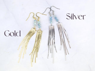 Aquamarine Earrings - Crystal Jewelry - Waterfall Earrings - Mindfulness Gift