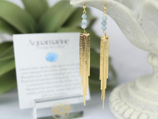 Aquamarine Earrings - Crystal Jewelry - Waterfall Earrings - Mindfulness Gift