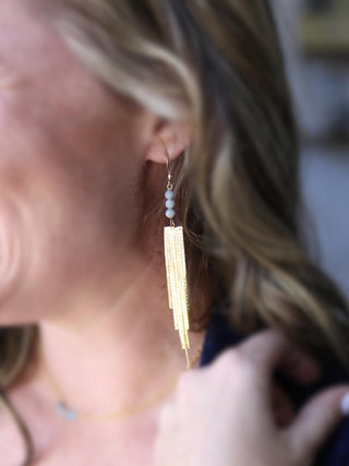 Aquamarine Earrings - Crystal Jewelry - Waterfall Earrings - Mindfulness Gift