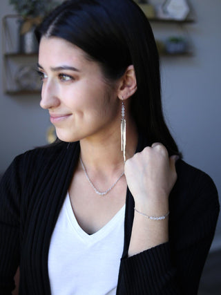 Clear Quartz Waterfall Earrings: Long Chain Tassel Boho Jewelry