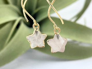 Star Threader Earrings - Clear Quartz Crystal Earrings Light Weight