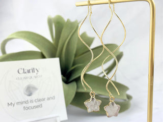 Star Threader Earrings - Clear Quartz Crystal Earrings Light Weight