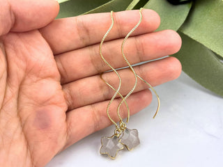 Star Threader Earrings - Clear Quartz Crystal Earrings Light Weight
