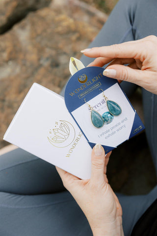 Gold Green Aventurine Star Earrings - Spiral Threaders, Hypoallergenic Crystal Jewelry Gift