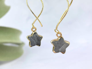 18K Gold Threader Earrings - Labradorite Star Celestial Jewelry