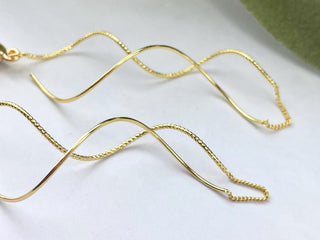 18K Gold Howlite Earrings - Spiral Star Threader Earrings - Celestial Jewelry