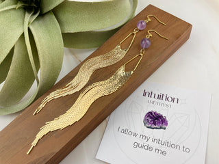 Gold Crystal Tassel Earrings - Long Fringe Chandelier Earrings