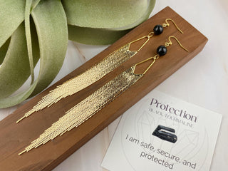 Gold Crystal Tassel Earrings - Long Fringe Chandelier Earrings