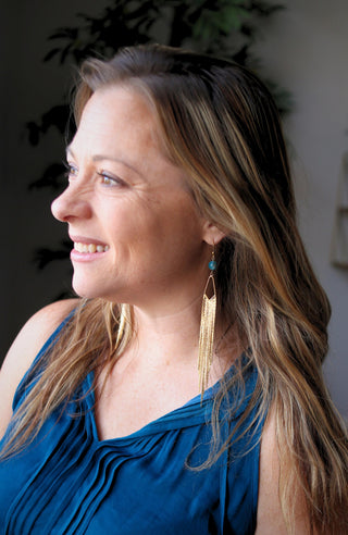 Gold Crystal Tassel Earrings - Long Fringe Chandelier Earrings