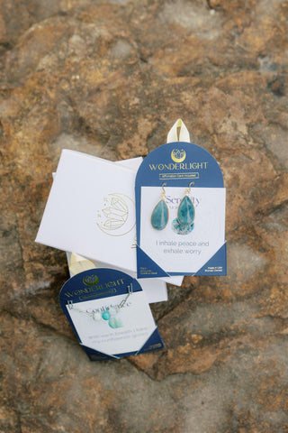 Gold Star Threader Earrings | Crystal Earrings with Affirmation Card | Hypoallergenic Pull Through Earrings