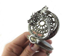 Dragon Pocket Watch Necklace: Steampunk Quartz Pendant