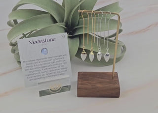Moonstone Arrowhead Threader Earrings: Silver or Gold Affirmation Jewelry