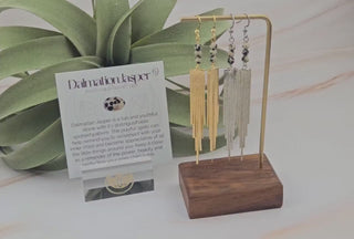 Dalmatian Jasper Fringe Earrings: Gold or Silver, Stainless Steel