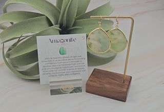 Large Amazonite Earrings - Natural Gemstone Teardrop Earrings - Mint Teal Healing Crystal Jewelry