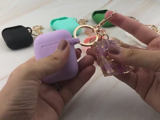 Resin Initial AirPods Case: Silicone AirPod 1 & 2 Keychain