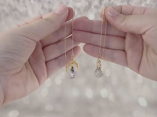 Gold Crescent Moon Threader Earrings: Dangle Charm