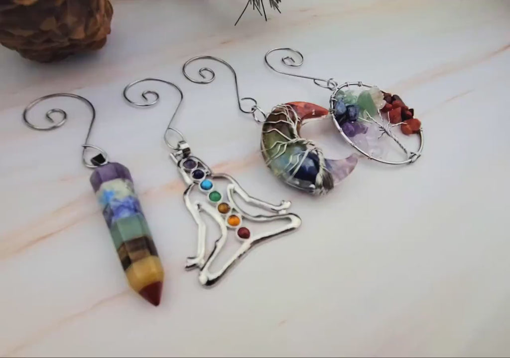Chakra Ornament Set: Silver Reiki Yoga Christmas Decor