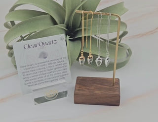Clear Quartz Arrowhead Earrings: Gold Silver Threader Earrings