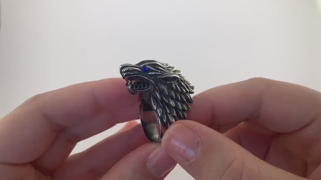 Silver Wolf Ring - Gift For Men - Biker Ring - Gothic Ring - Viking Ring - Viking Costume - 3D Wolf Head - Mens Jewelry