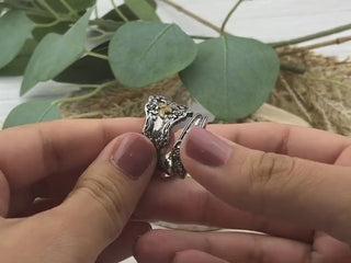 Flower Bee Spoon Ring: Bronze Bug, Floral Copper Band